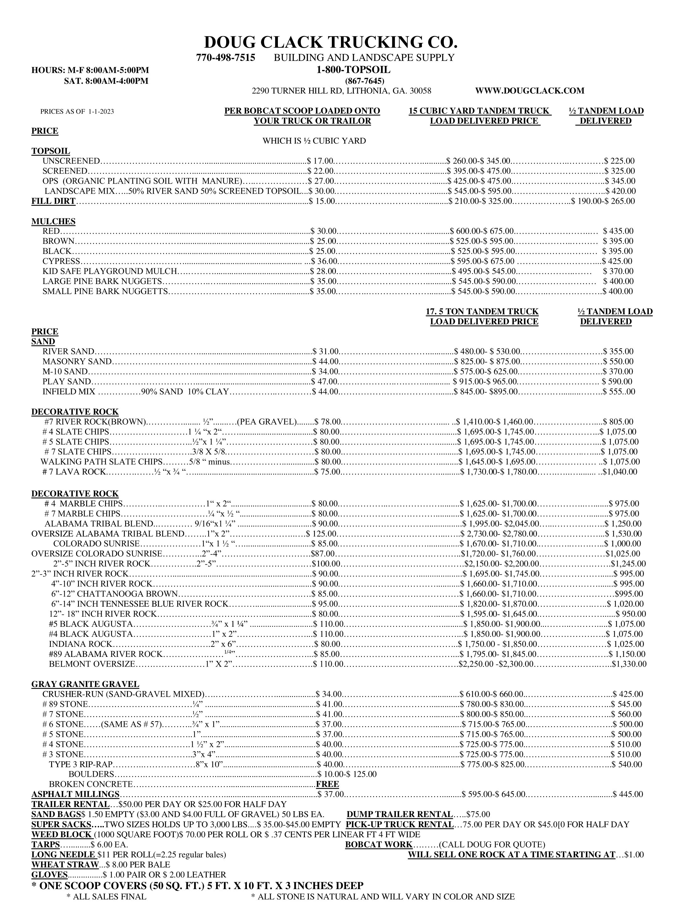 New Pricelist 2023
